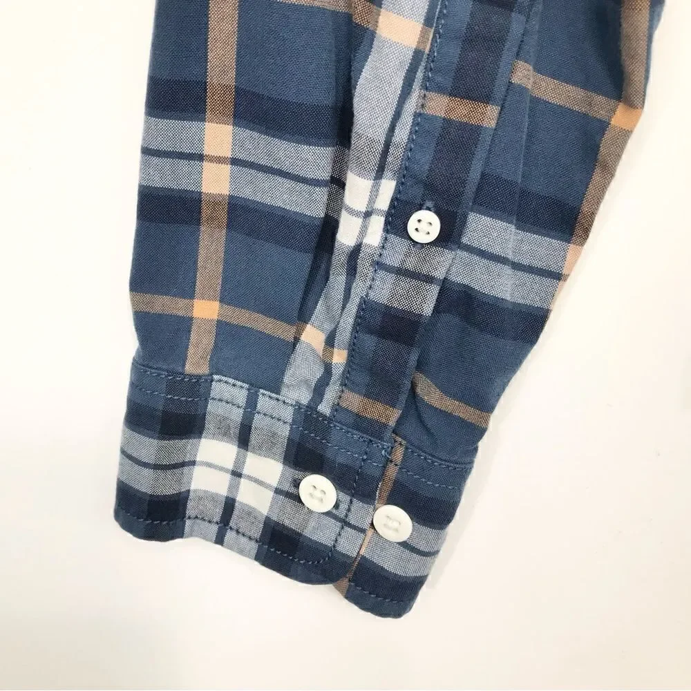 The North Face Blue Plaid 100% Cotton Button Up Long Sleeve Shirt